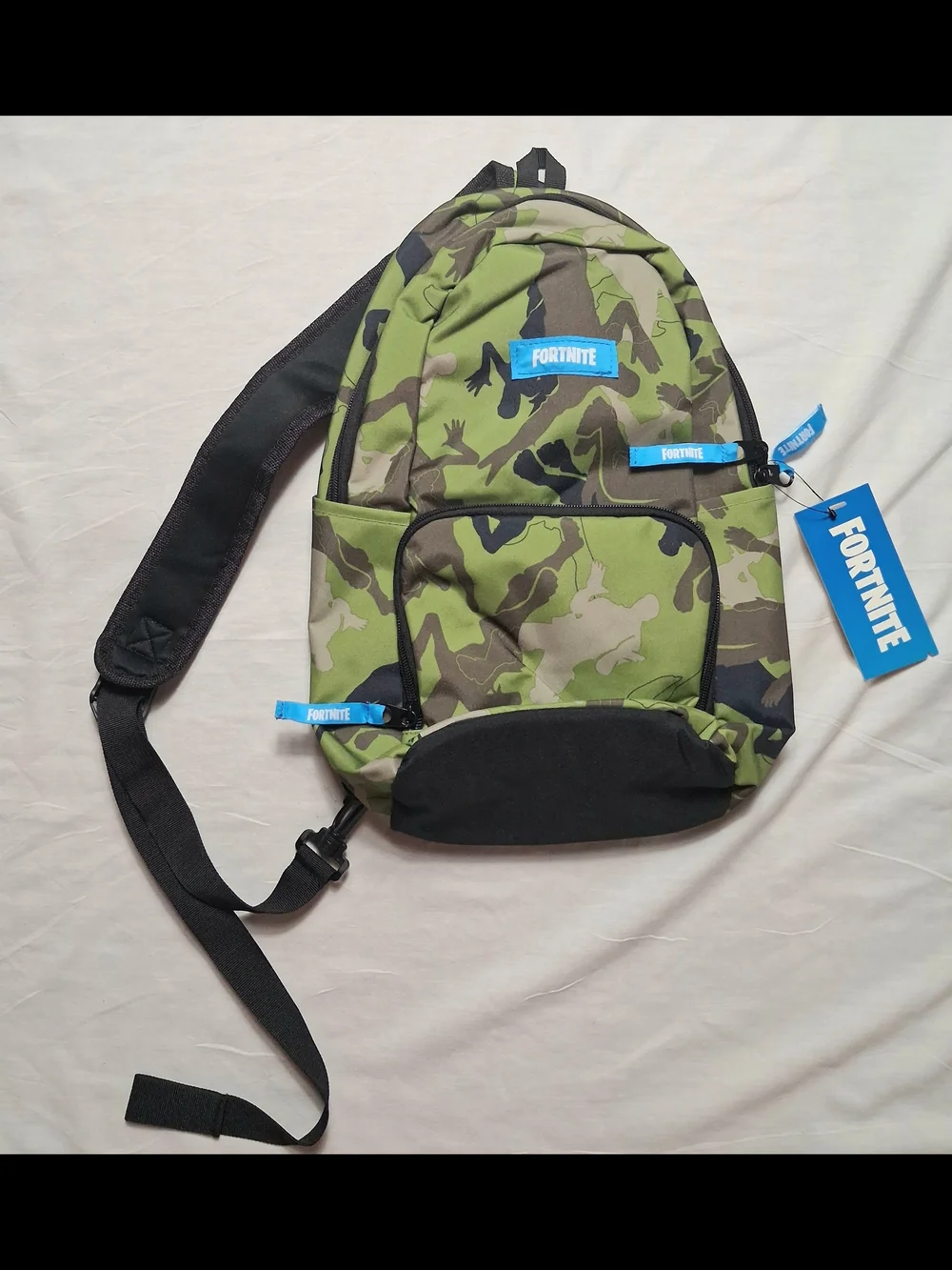 Fortnite Small Camo Sling Backpack School Bag Camouflage Green Brown NEW